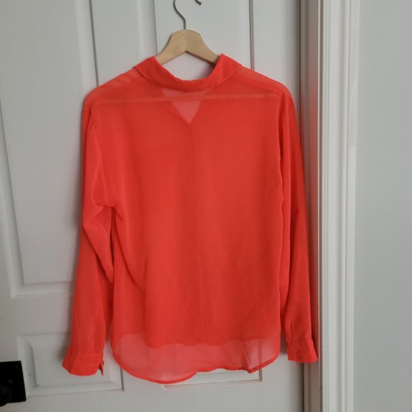 Sheer Hot Pink Button Up Shirt - Picture 2 of 2